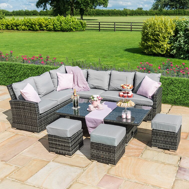 Garden furniture set with rising deals table